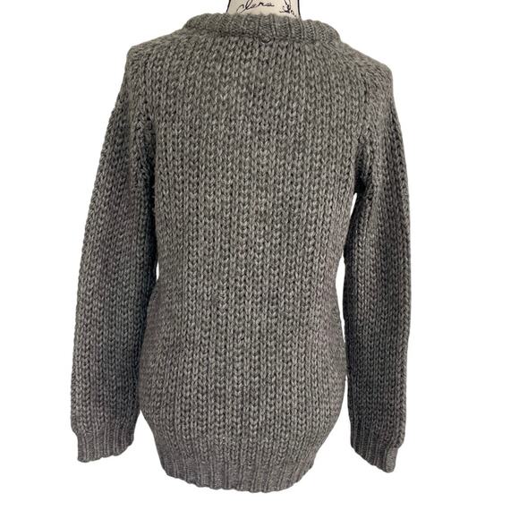 THEORY SWEATER ALPACA BLEND CHUNKY FISHERMAN RIB SPECKLED SZ S GRAY ICONIC - Picture 7 of 16